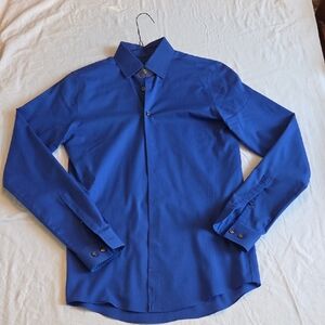 JF J.Ferrar Vibrant Blue Dress Shirt dmall 14/14.5 34/34 like new worn once